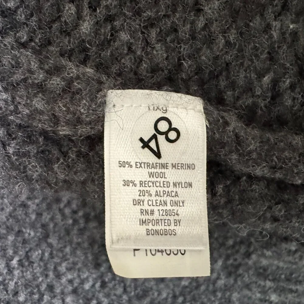 Bonobos Gray Extra Fine Merino Wool Nylon Alpaca Blend Crew Neck Sweater Small